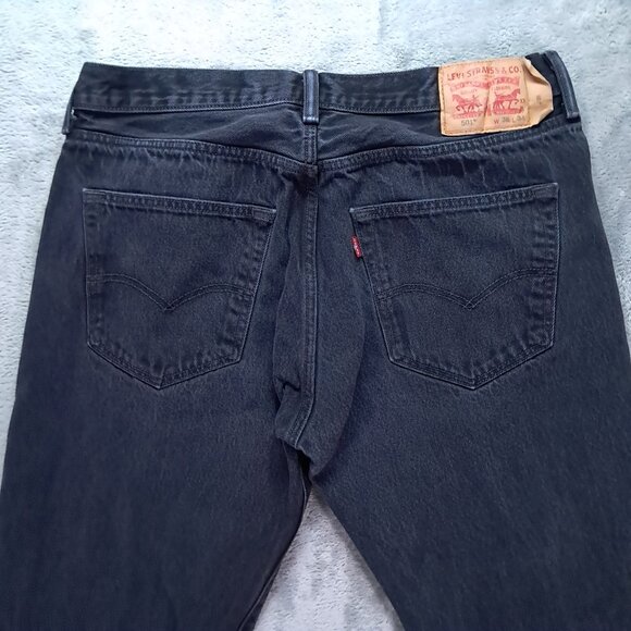 Levis 501 XX Jeans Men's 35x31, Tag 36x34 Black Button Fly Relaxed Straight Leg - Picture 4 of 14